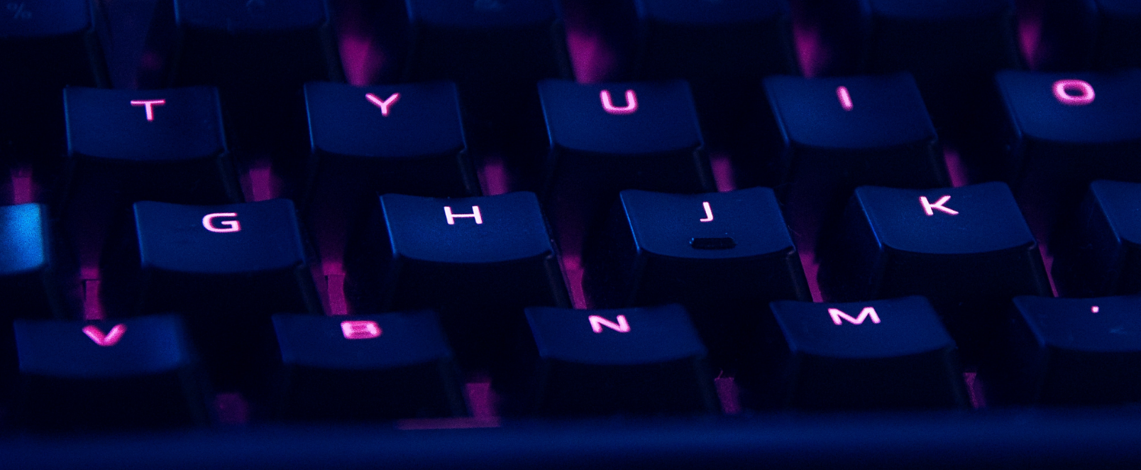 keyboard in purple light